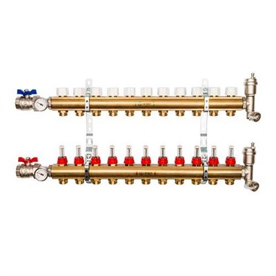 Коллекторная группа для теплого пола STOUT SMB0473 - 1" на 11 контуров 3/4"EK (латунь) 736508533 - фото 129436