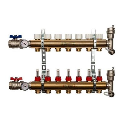 Коллекторная группа для теплого пола STOUT SMB0473 - 1" на 7 контуров 3/4"EK (латунь) 1511314635 - фото 129442