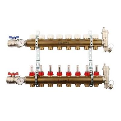 Коллекторная группа для теплого пола STOUT SMB0473 - 1" на 8 контуров 3/4"EK (латунь) 1874494950 - фото 129443