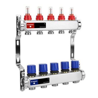 Коллекторная группа для теплого пола Varmega VM151 - 1" на 11 контуров 3/4" EK (нержавеющая сталь) 435673652 - фото 129508