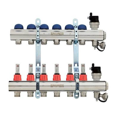 Коллекторная группа для теплого пола EMMETI TOPWAY - 1" на 11 контуров 3/4"EK с метал.держателями 1064439849 - фото 129570