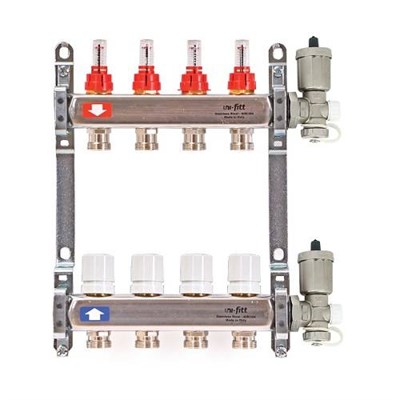 Коллекторная группа для теплого пола Uni-Fitt 450A - 1" на 12 контуров 3/4" евроконус 802683339 - фото 129760