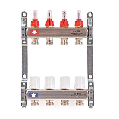 Коллекторная группа для теплого пола Uni-Fitt 450B - 1" на 10 контуров 3/4" евроконус 1717019666 - фото 129770