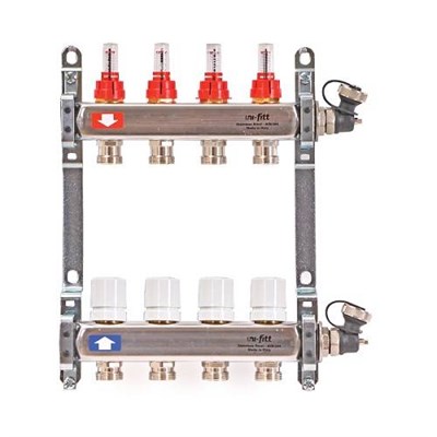 Коллекторная группа для теплого пола Uni-Fitt 450I - 1" на 11 контуров 3/4" евроконус 383952197 - фото 129783