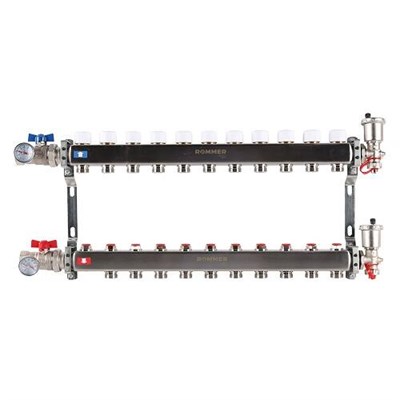 Коллекторная группа для радиаторного отопления ROMMER RMS3210 - 1" на 11 контуров 3/4"EK 1401980681 - фото 129887