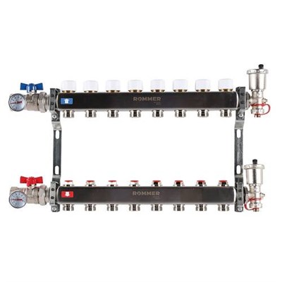 Коллекторная группа для радиаторного отопления ROMMER RMS3210 - 1" на 8 контуров 3/4"EK 1723111445 - фото 129895