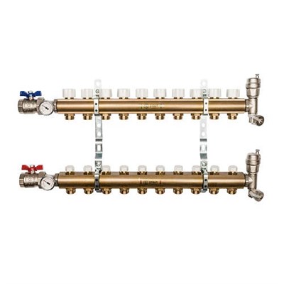 Коллекторная группа для радиаторного отопления STOUT SMB0468 - 1" на 10 контуров 3/4"EK (латунь) 130235682 - фото 129897