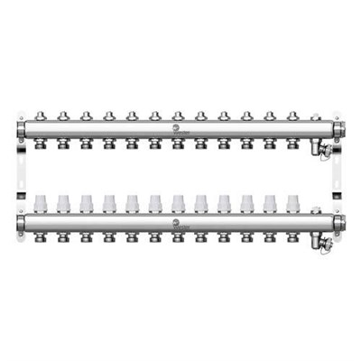 Коллекторная группа для радиаторного отопления Wester W903 - 1" на 12 контуров 3/4" Евроконус 1744558563 - фото 130014