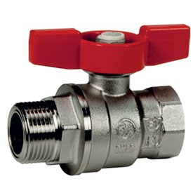 Кран шаровой полнопроходной Giacomini R854 - 1/2" (ВР/НР, PN35, Tmax 185°C, ручка-бабочка красная) 253996951 - фото 136532