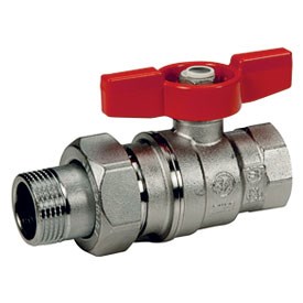 Кран шаровой полнопроходной Giacomini R859 - 1/2" (ВР/НГ, PN35, Tmax 185°C, ручка-бабочка красная) 1505376177 - фото 136536