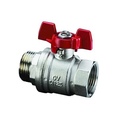 Кран шаровой полнопроходной Oventrop Optibal - 1/2" (НР/ВР, PN16, Tmax 100°C, ручка-бабочка красная) 1008927226 - фото 136632