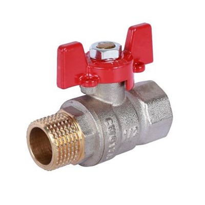 Кран шаровой полнопроходной ROMMER RBV-0004 - 1/2" (ВР/НР, PN40, Tmax 130°C, ручка-бабочка красная) 1259230723 - фото 136680