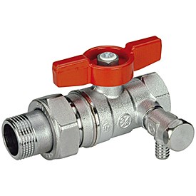 Кран шаровой Giacomini R259DS - 1/2" (ВР/НР, сливной кран 1/4", отвод, ручка-бабочка красная) 822824983 - фото 137016