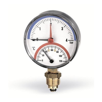 Термоманометр радиальный WATTS F+R828 (TMRP) - 1/2" (D-80 мм, шкала 0-120 °C / 0-4 бар) 213974872 - фото 140415