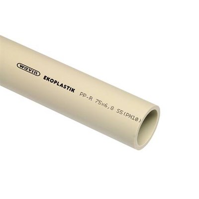 Труба полипропиленовая WAVIN Ekoplastik S 5.0 - 75x6.8 (PN10, Tmax 60°C, штанга 4 м.) 934537206 - фото 141450