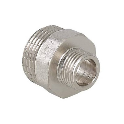 Ниппель редукционный VALTEC VTr.580 - 1"1/2 x 1" (резьбовой, латунь никелированная) 337450462 - фото 148541