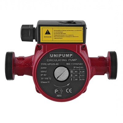 Насос циркуляционный UNIPUMP UPС 25-40 180 (0,06 кВт, Hmax 4 м, Qmax 58,3 л/мин, 1х230В) 1582850163 - фото 175554