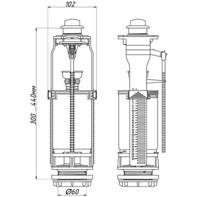 Комплект сливной для бачка унитаза АНИ Пласт - WC8010C (1/2", штуцер пластиковый, кнопка хром) 1069437521 - фото 184932