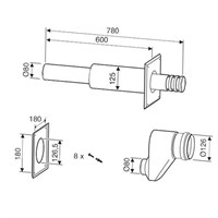 Комплект прохода через стену для коаксиального дымохода Buderus D80/80 на D80/125 мм 1508664706