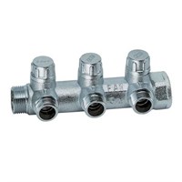 Коллектор запорный проходной FAR MULTIFAR 3870 - 3/4"(НР/ВР) на 3 контура 1/2"EK (под евроконус) 853303603