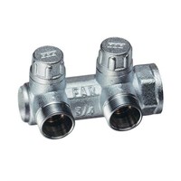 Коллектор запорный концевой FAR MULTIFAR 3859 - 3/4"(ВР) на 2 контура 1/2"EK (под евроконус) 313434062