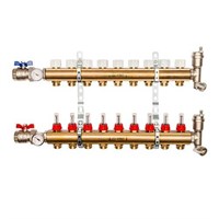 Коллекторная группа для теплого пола STOUT SMB0473 - 1" на 9 контуров 3/4"EK (латунь) 559385025