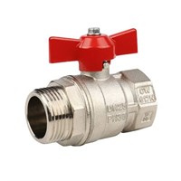 Кран шаровой STOUT - 1/2" (НР/ВР, PN30, Tmax 150°C, ручка-бабочка красная) 2134883970