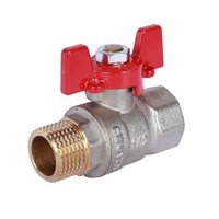 Кран шаровой полнопроходной ROMMER RBV-0004 - 1/2" (ВР/НР, PN40, Tmax 130°C, ручка-бабочка красная) 1259230723