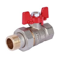 Кран шаровой полнопроходной ROMMER RBV-0005 - 1/2" (ВР/НР-американка, PN40, t130°C, ручка-бабочка) 2132220646