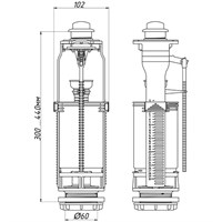 Комплект сливной для бачка унитаза АНИ Пласт - WC8010C (1/2", штуцер пластиковый, кнопка хром) 1069437521